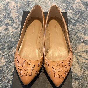 Banana Republic Tan Floral Cutout Leather Flats